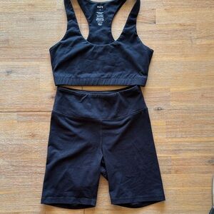 MATE the Label Black Sports Bra & Bike Shorts